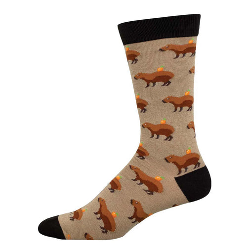 Men's Socksmith Capybara Orange Bamboo Socks - Hemp Heather