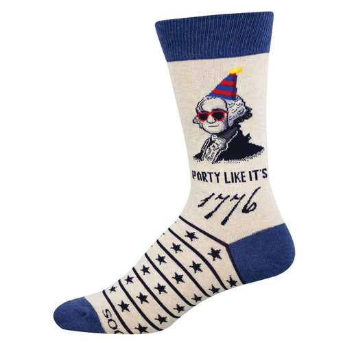 Men's Socksmith Party Like It's 1776 Cotton Crew Socks - Ivory Heather