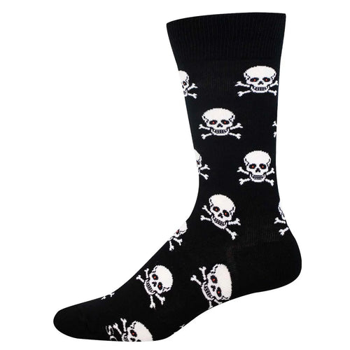 Men's Socksmith Skull and Bones Club Cotton Crew Socks - Black