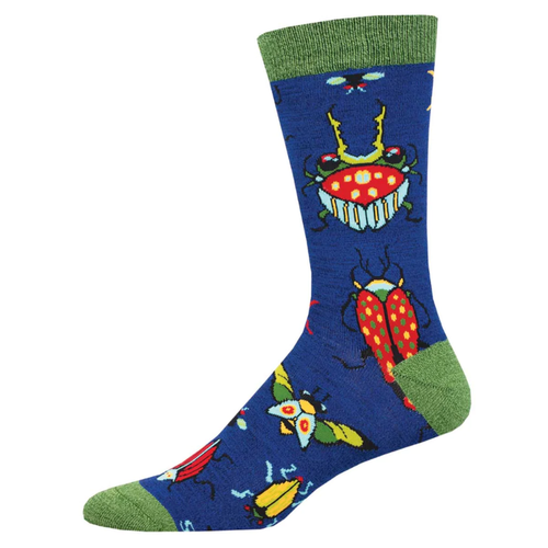 Men's Socksmith Brilliant Bugs Bamboo Crew Socks - Navy Heather