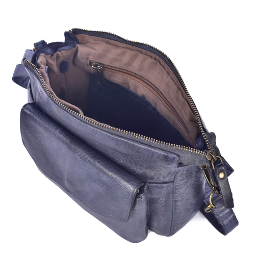 Milo Genuine Leather Dolcezza Crossbody Organizer - Navy