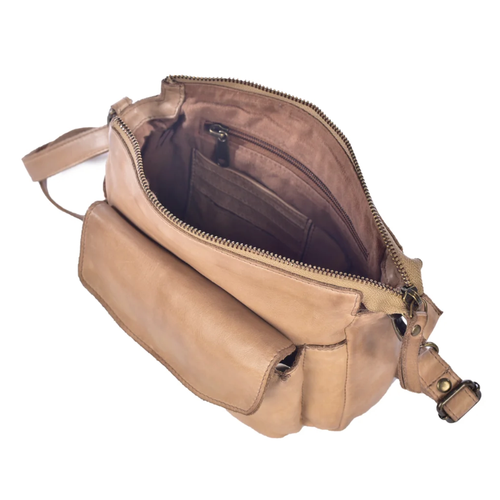 Milo Genuine Leather Dolcezza Crossbody Organizer - Taupe