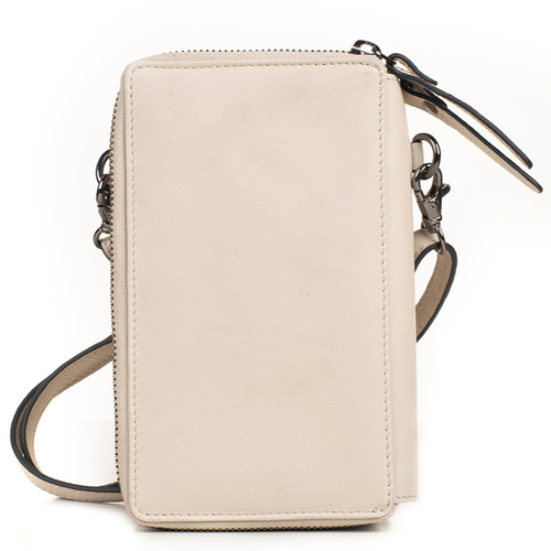 Milo Genuine Leather Ella Cell Phone Double Zip Wallet - Ivory