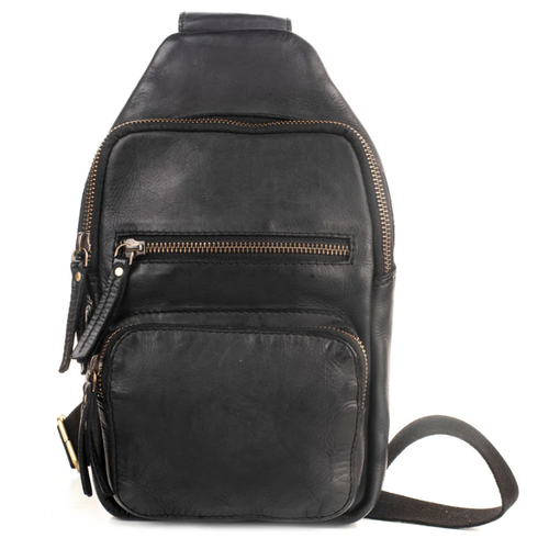 Milo Genuine Leather Martina Crossbody Bag - Black