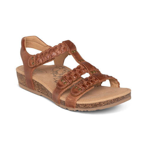 Women's Aetrex Reese Adjustable Gladiator Sandal - Cognac