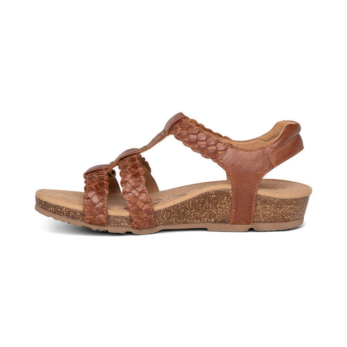 Women's Aetrex Reese Adjustable Gladiator Sandal - Cognac