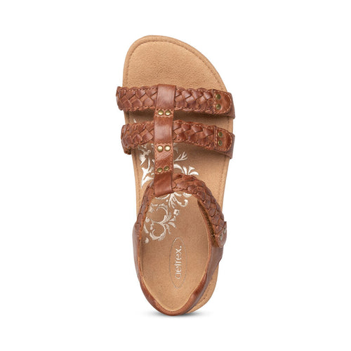 Women's Aetrex Reese Adjustable Gladiator Sandal - Cognac