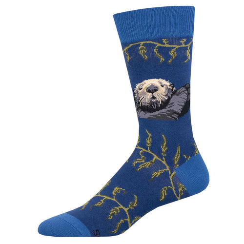 Men's Socksmith Sea Otter Cotton Crew Socks - Blue