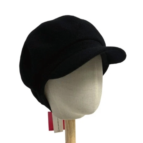 Shihreen Kennedy Boiled Wool Newsboy Cap - Black