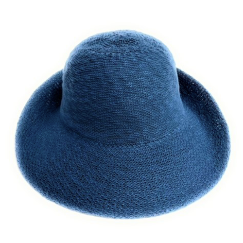 Shihreen Cotton Blend Turn Brim Hat - Denim
