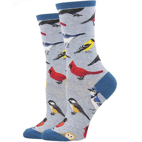 Women's Socksmith Bird is the Word Crew Socks – Blue Heather