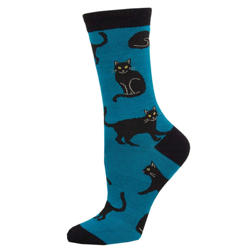 Women's Socksmith Black Cat Bamboo Socks – Blue