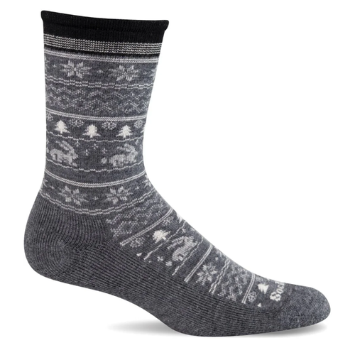 Women's Sockwell Folksy Fairisle Essential Comfort Crew Socks – Charcoal