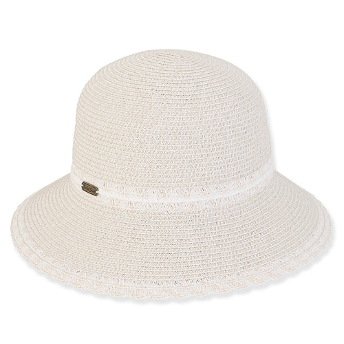 Sun 'N' Sand Noelle Paper Braid Bucket Hat with 2.75" Brim - White
