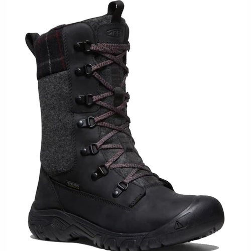 Women’s KEEN Greta Tall Boot Waterproof – Black/Black Plaid