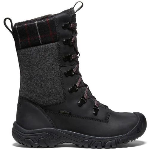 Women’s KEEN Greta Tall Boot Waterproof – Black/Black Plaid