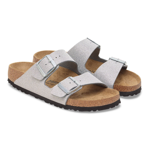 Women's Birkenstock Arizona - Shiny Glitter Silver Textile