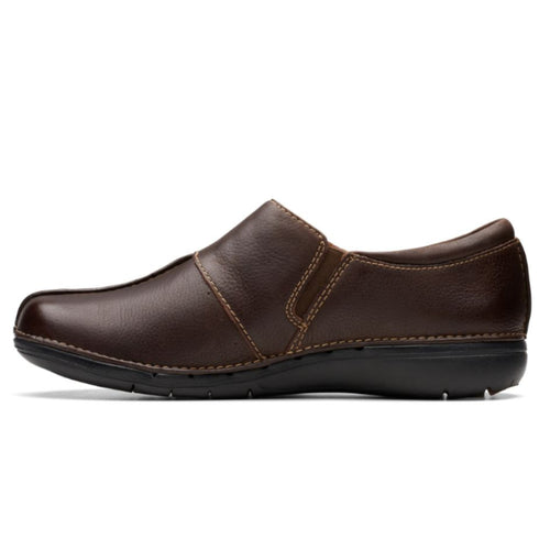 Women's Clarks Un Loop Ave - Dark Brown Leather