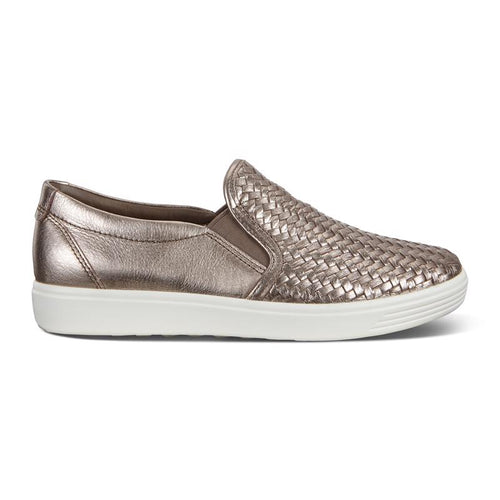 Women's ECCO Soft 7 Woven Slip-On 2.0 - Stone Metallic