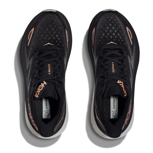 Women’s HOKA Clifton 9 – Black/Rose Gold (BRGL)