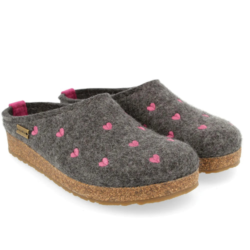 Women's Haflinger Cuoricini Whimsical Clog - Grey