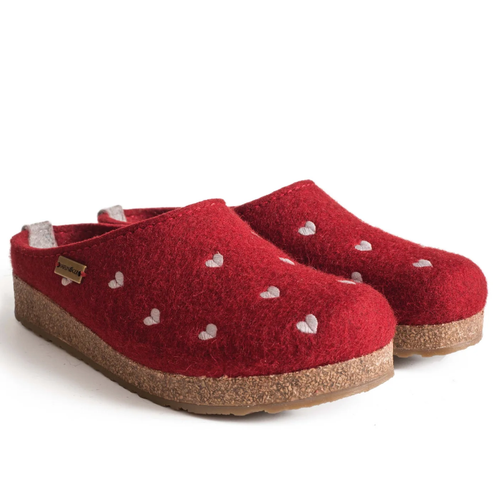 Women's Haflinger Cuoricini Whimsical Clog - Red