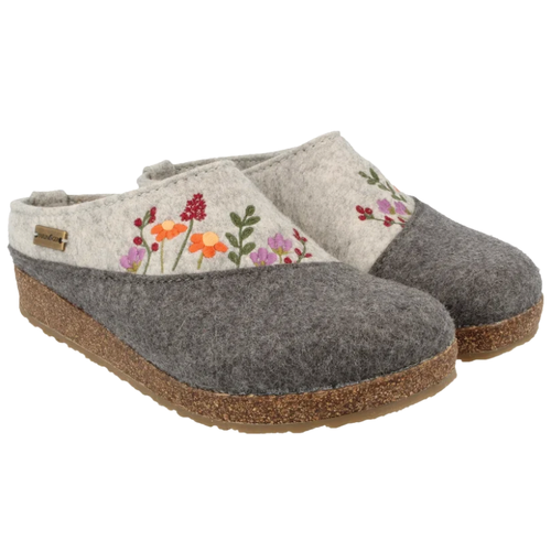 Women's Haflinger Flower Garden Whimsical Clog - Grey
