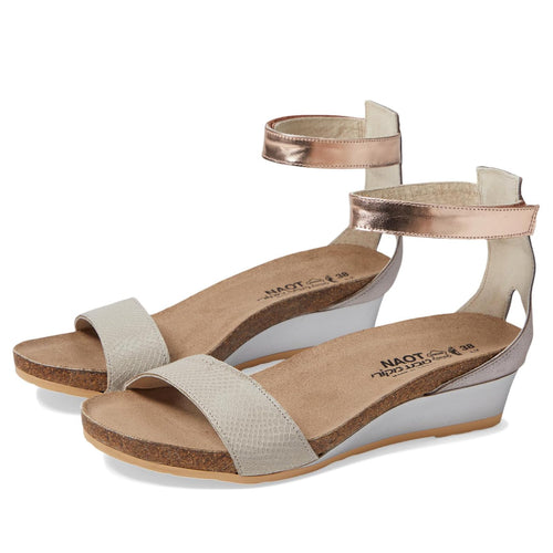 Women's Naot Pixie - Beige Lizard/Silver/Rose Gold