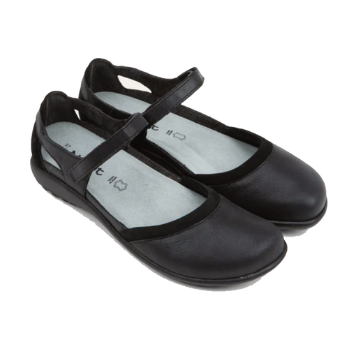 Women's Naot Tekapo - Shiny Black Leather/Black Velvet Nubuck