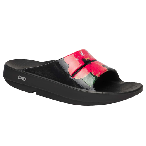 Women's OOFOS OOahh Slide Luxe Limited - Pop Hibiscus