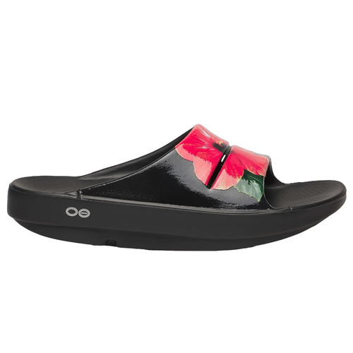Women's OOFOS OOahh Slide Luxe Limited - Pop Hibiscus