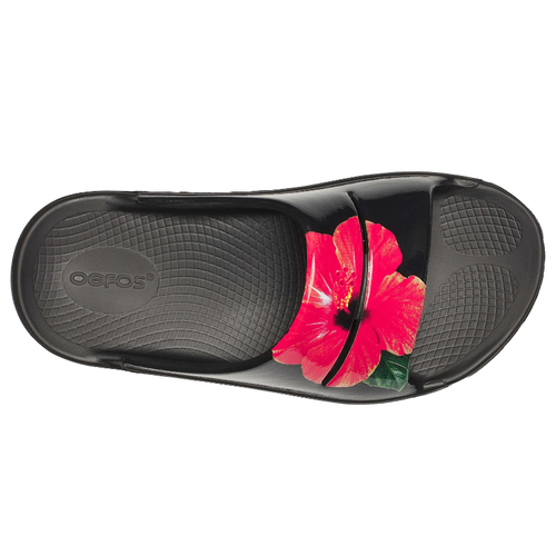Women's OOFOS OOahh Slide Luxe Limited - Pop Hibiscus