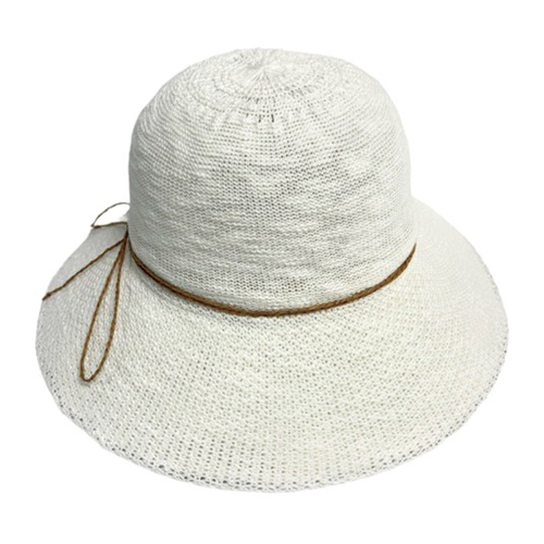Women's Shihreen Margaret Brim Hat with Straw Tie - White