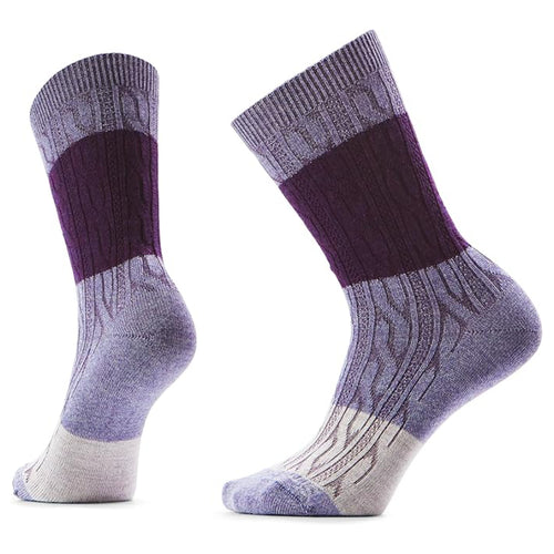 Women's Smartwool Everyday Color Block Cable Crew Socks – Chalk Violet