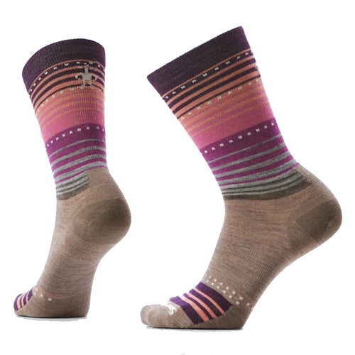 Women's Smartwool Everyday Stitch Stripe Crew Socks – Fossil/Purple