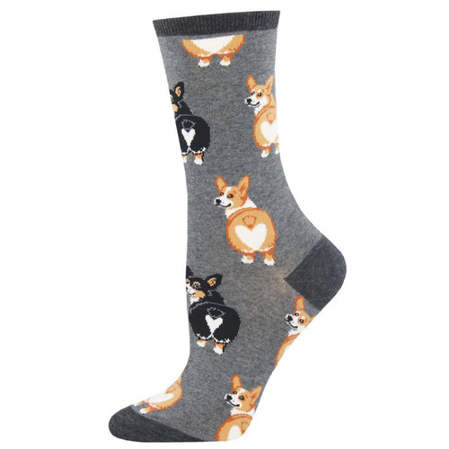 Women's Socksmith Corgi Butt Crew Socks – Charcoal