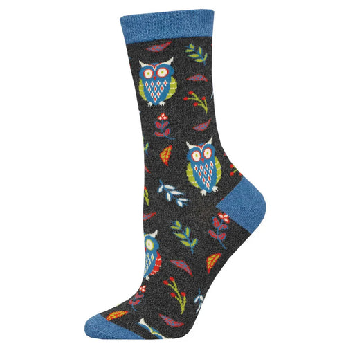 Women's Socksmith Cute Hoot Crew Socks – Charcoal Heather