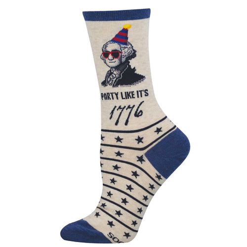 Women's Socksmith Party Like It's 1776 Cotton Crew Socks - Ivory Heather