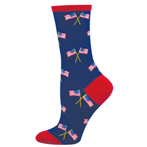 Women's Socksmith Patriotic Flags Cotton Crew Socks - Navy