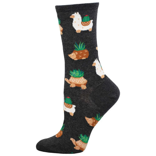 Women's Socksmith Succulent Pottery Cotton Crew Socks - Charcoal Heather