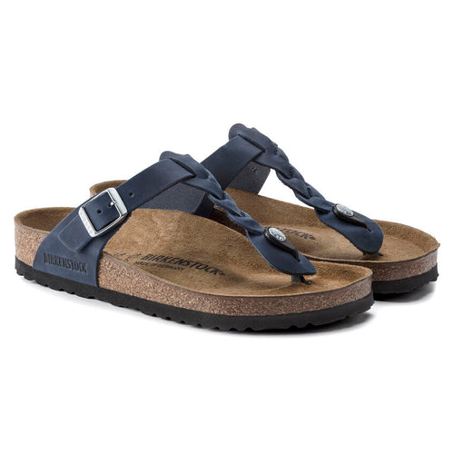 Women's Birkenstock Gizeh Braid - Navy Oiled Leather