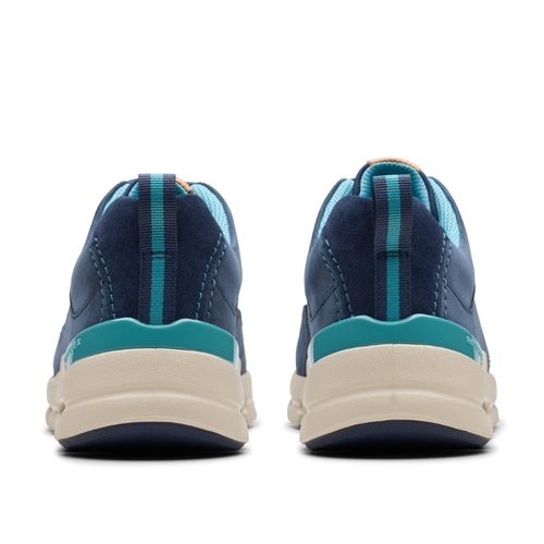 Women's Clarks Nature X Tie Waterproof - Navy Combi Nubuck