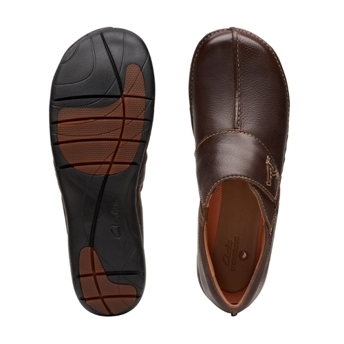 Women's Clarks Un Loop Ave - Dark Brown Leather
