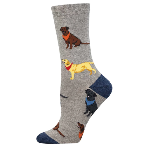 Women's Socksmith Loving Labradors Bamboo Crew Socks - Grey Heather