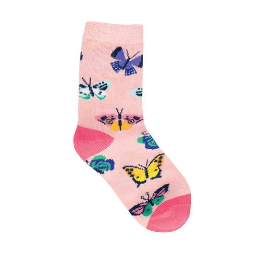 Kids' Socksmith Butterfly Migration Cotton Crew Socks - 4-7 years - Pink