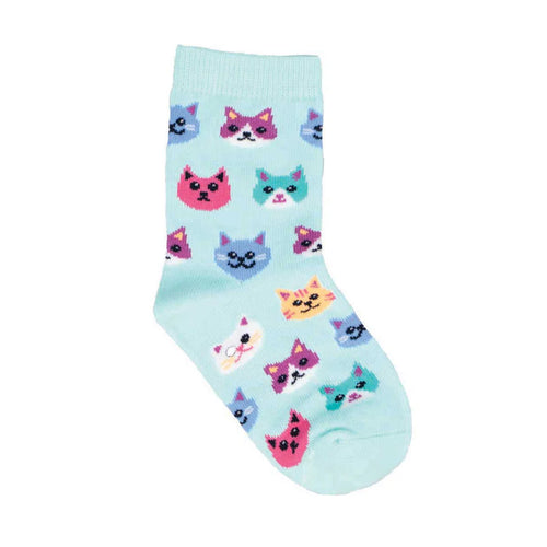 Kids' Socksmith Cat's Meow Cotton Crew Socks - 4-7 years - Blue