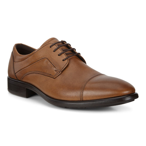 Men's ECCO Citytray Cap Toe Tie - Amber