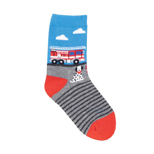 Kids' Socksmith Fire Engine Cotton Crew Socks - 2-4 years - Blue