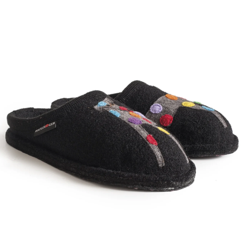 Women's Haflinger Jack (Dog) Whimsical Slipper - Black