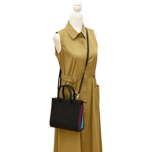 ili New York Small Accordion Satchel - Black/Paradise Multi